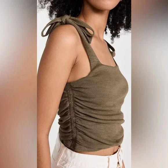 Free People FP Movement Women's Boulevard Tank Top Brown Ties at Shoulder NWOT - Picture 8 of 8